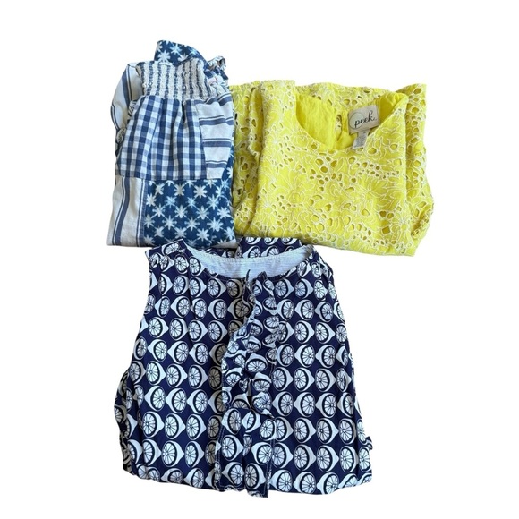 Bundle size 4 Toddler Girls Dresses 3PC Set Lot Blue Yellow - Picture 1 of 6